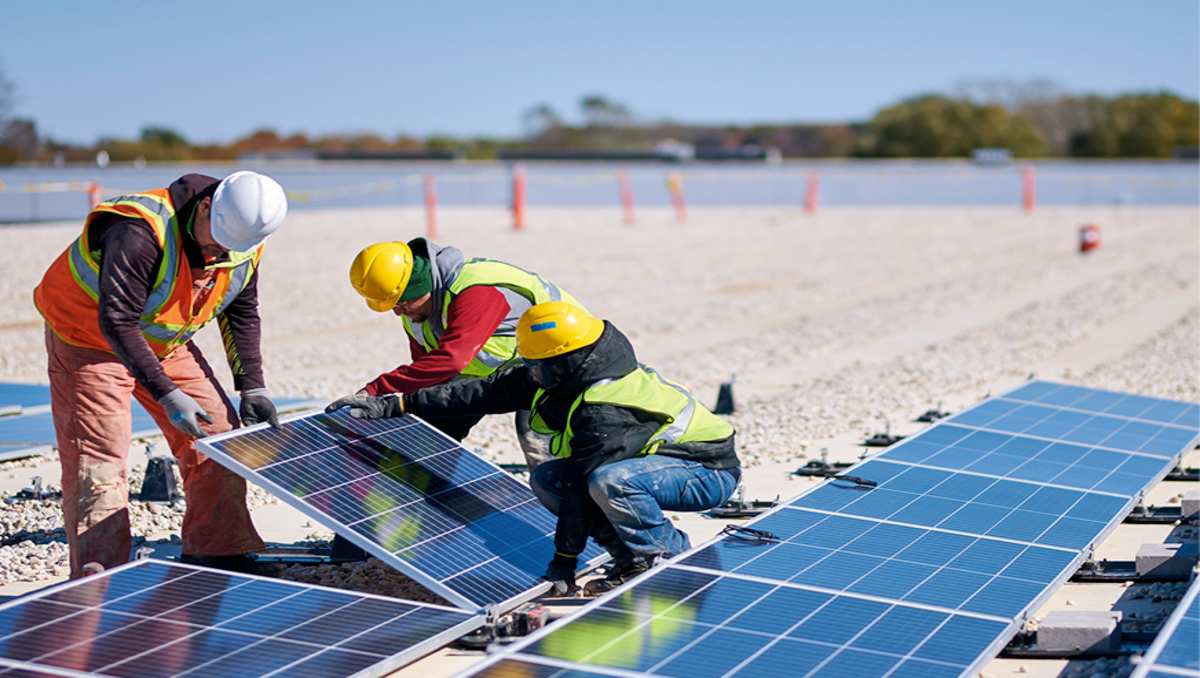 Home with solar panels